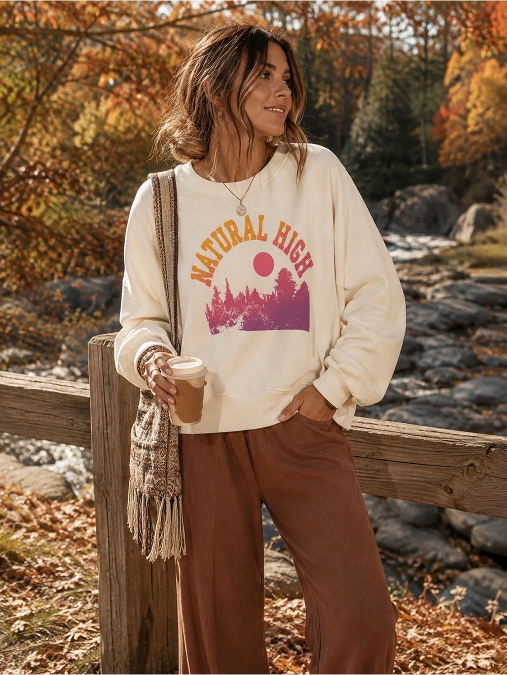 Old Navy Natural High Graphic Sweatshirt XL Oversized Brushed Fleece Cozy